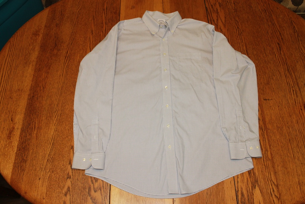 Brooks Brothers Shirt Mens Extra Large Blue Check Regent Non Iron Cotton Dress